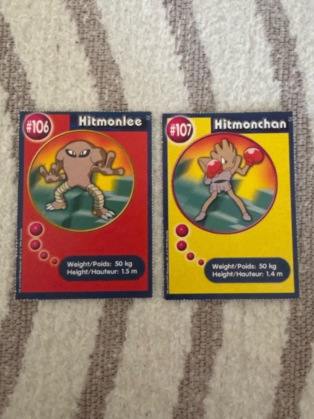 5/$25 1999 Burger King PokéTrivia Promo Card #106 Hitmonlee #107 Hitmonchan